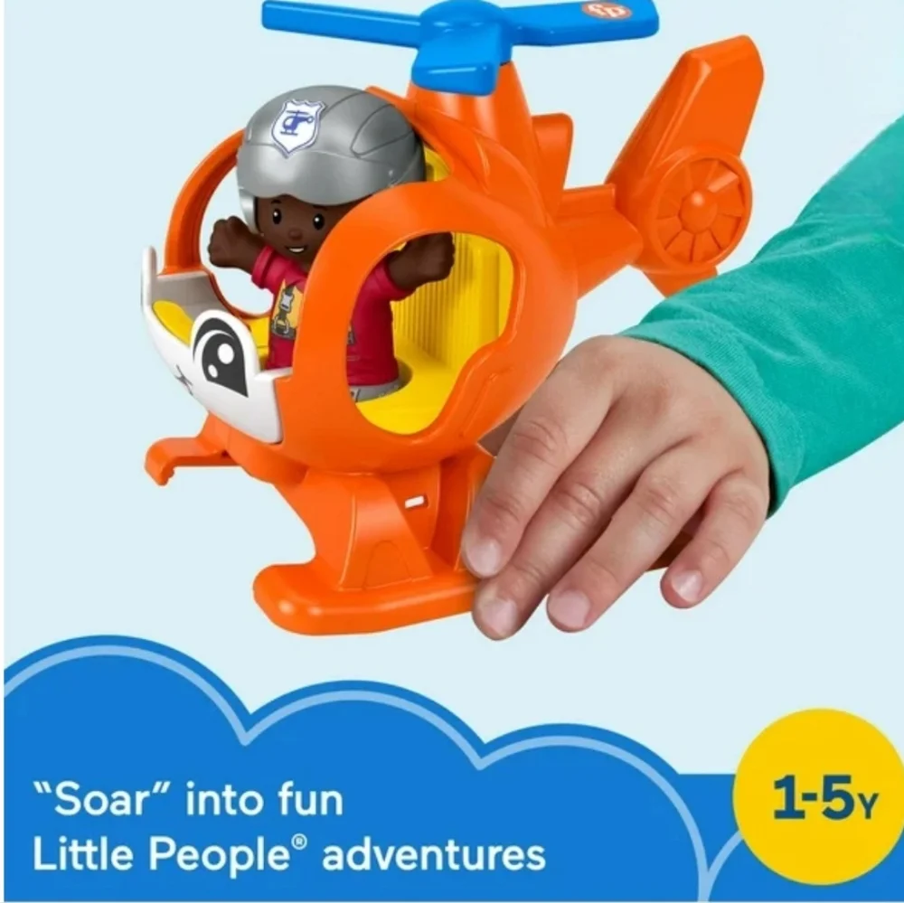 Fisher-Price Little People Helicopter Toy & Pilot Push Figure‎ Set Toddlers Kids